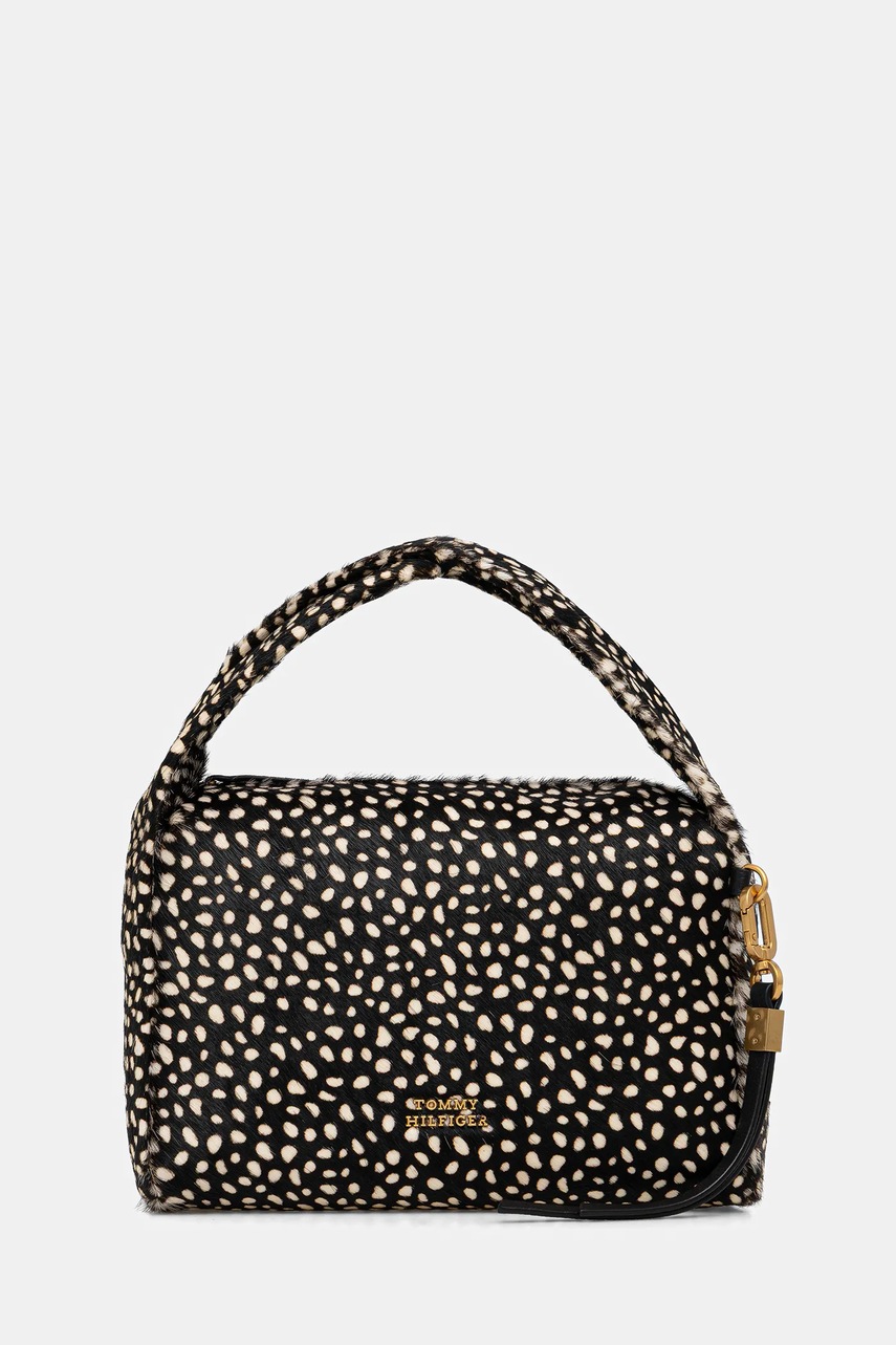 Levně Kožená kabelka Tommy Hilfiger černá barva, AW0AW18230