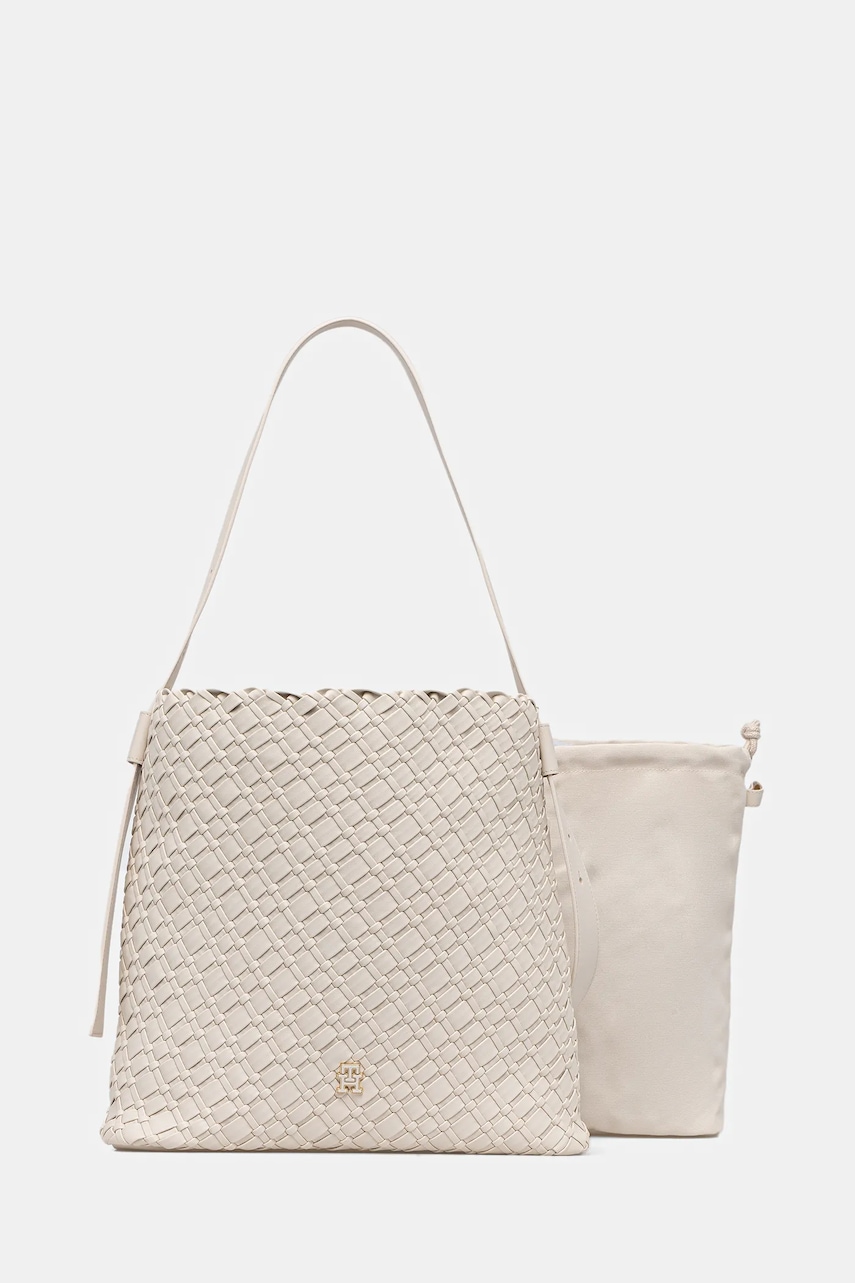 Τσάντα Tommy Hilfiger χρώμα: μπεζ, AW0AW18161