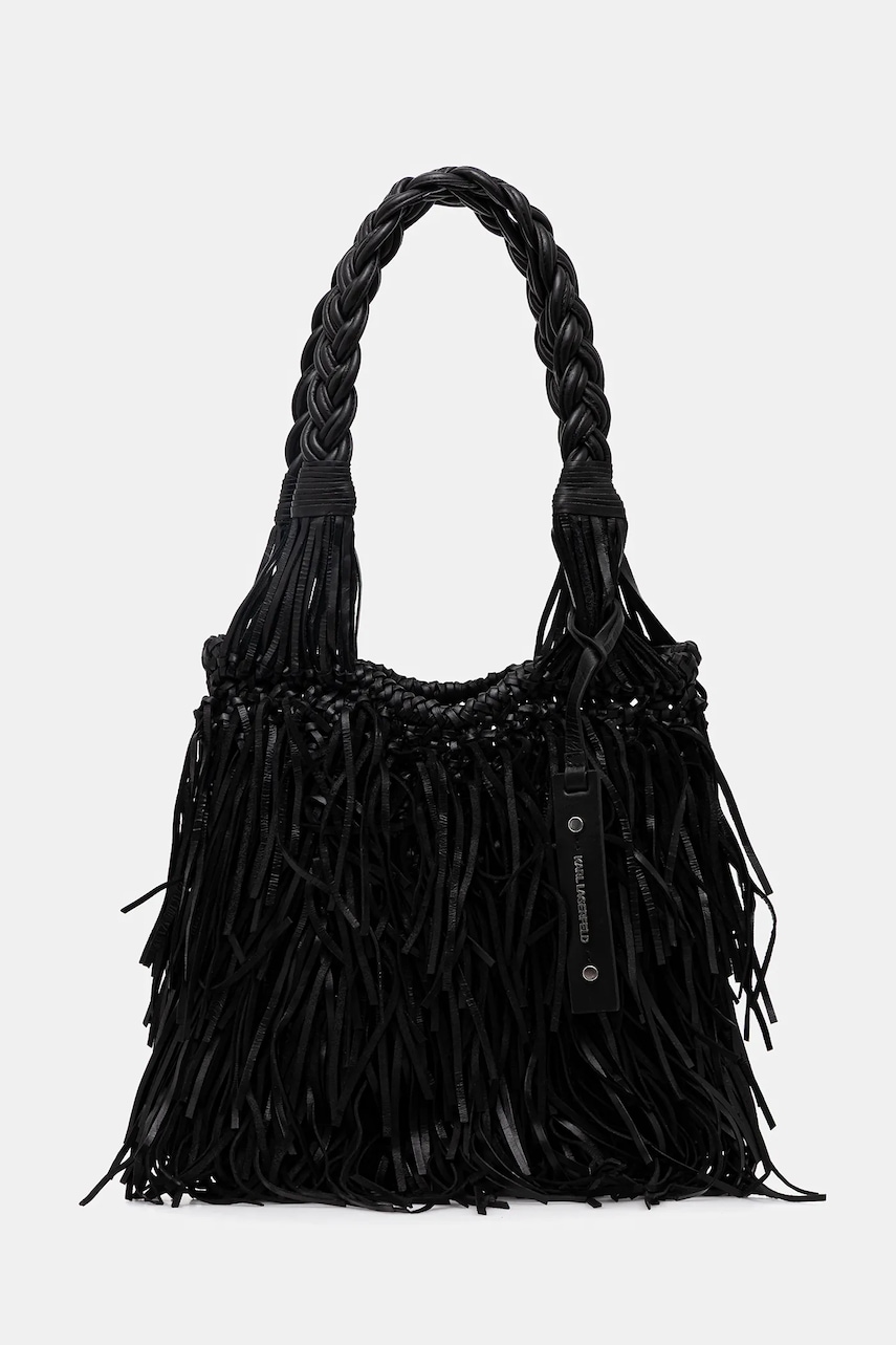 Karl Lagerfeld poșetă de piele K/WEAVE culoarea negru, B1W30275