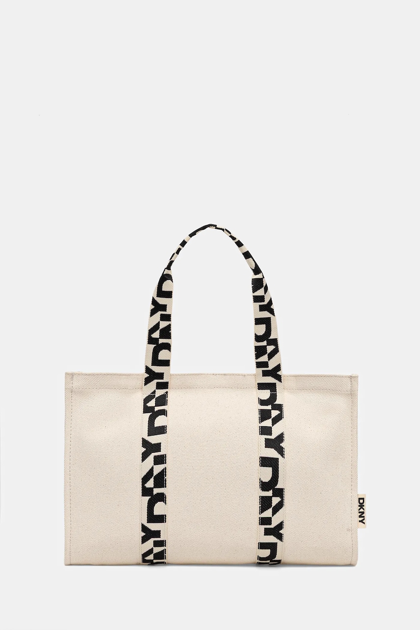 Dkny geantă de bumbac culoarea bej, R54AGO39