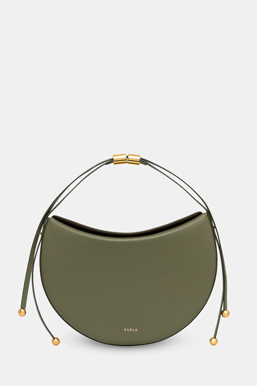Furla poșetă de piele Moonstone M Shoulder Bag culoarea verde, WB01868 BX3104 4555S