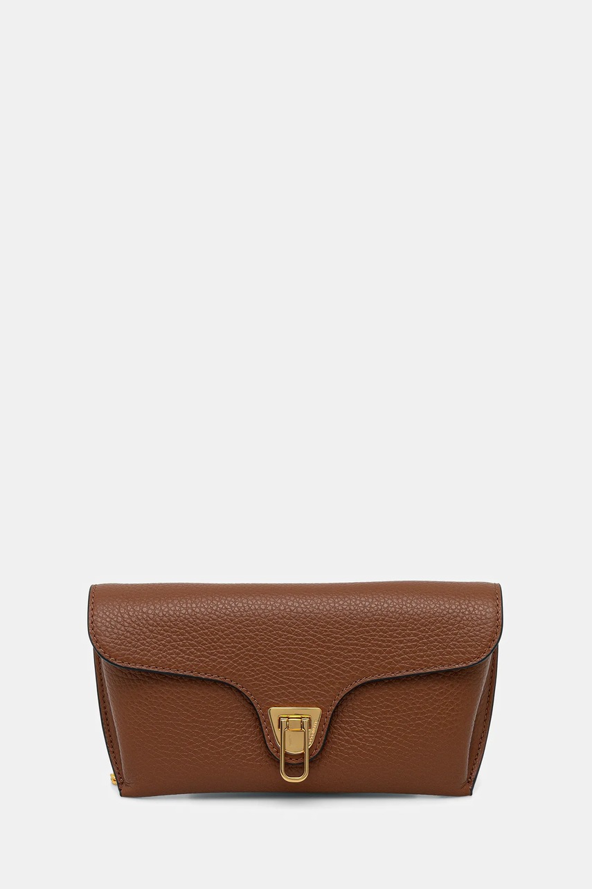 Δερμάτινη τσάντα Coccinelle DOUBLE BEAT χρώμα: καφέ, E1 T8A 11 03 01 φωτογραφία