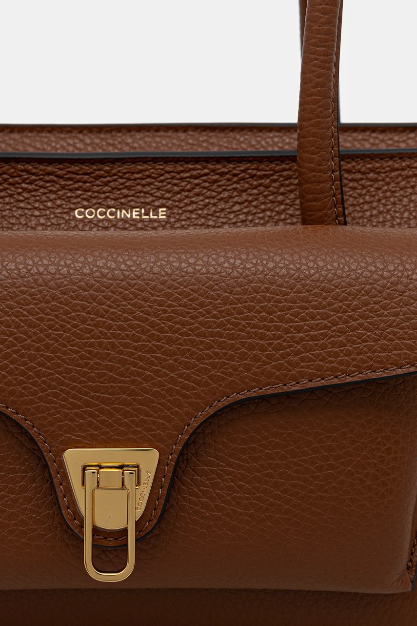 Δερμάτινη τσάντα Coccinelle DOUBLE BEAT χρώμα: καφέ, E1 T8A 11 03 01 φωτογραφία