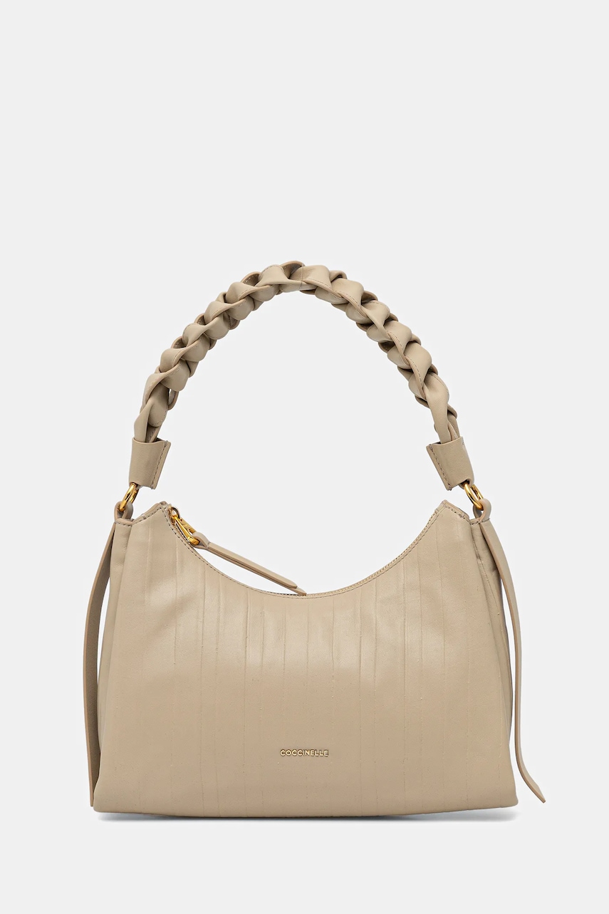 Coccinelle poșetă de piele BOHEME PLISSE culoarea bej, E1 UT1 13 03 01