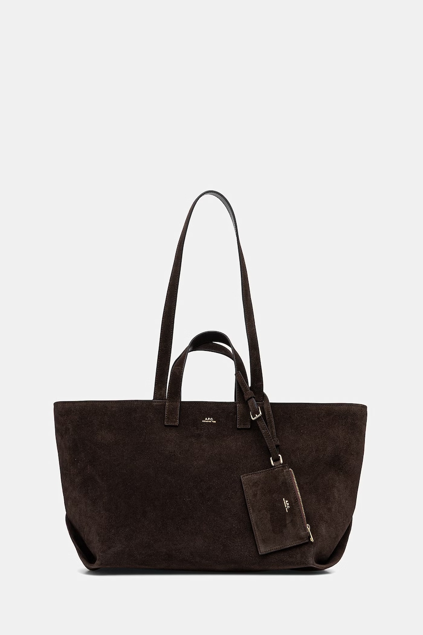 A.P.C. geanta de mana din piele intoarsa LE DRUMMER