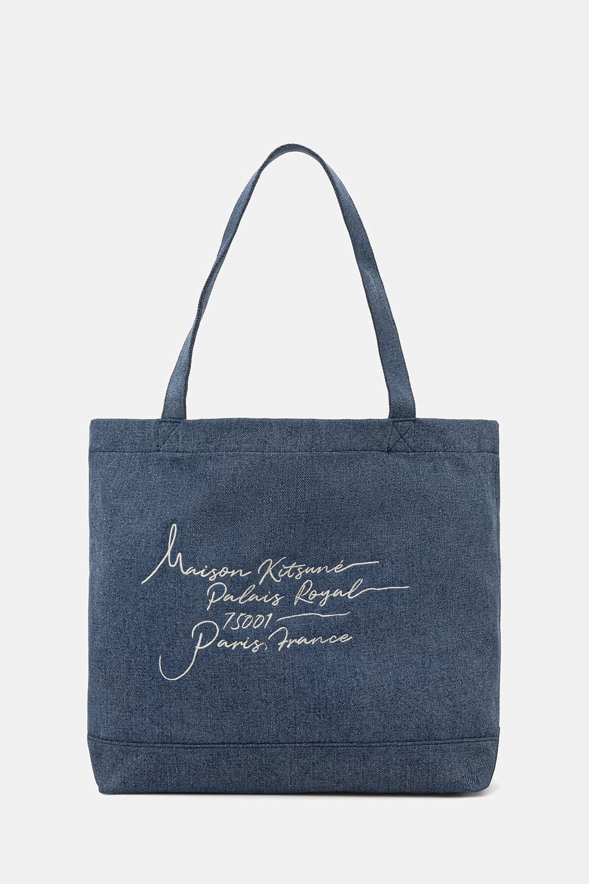 Maison Kitsuné Poetic Script torebka shopper damska jeansowa