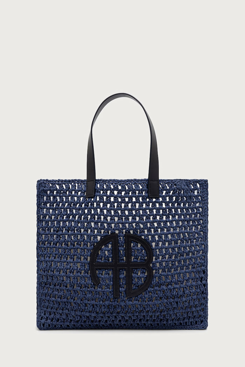 Anine Bing LARGE RIO TOTE - MARINE BLUE geantă shopper pentru femei împletită