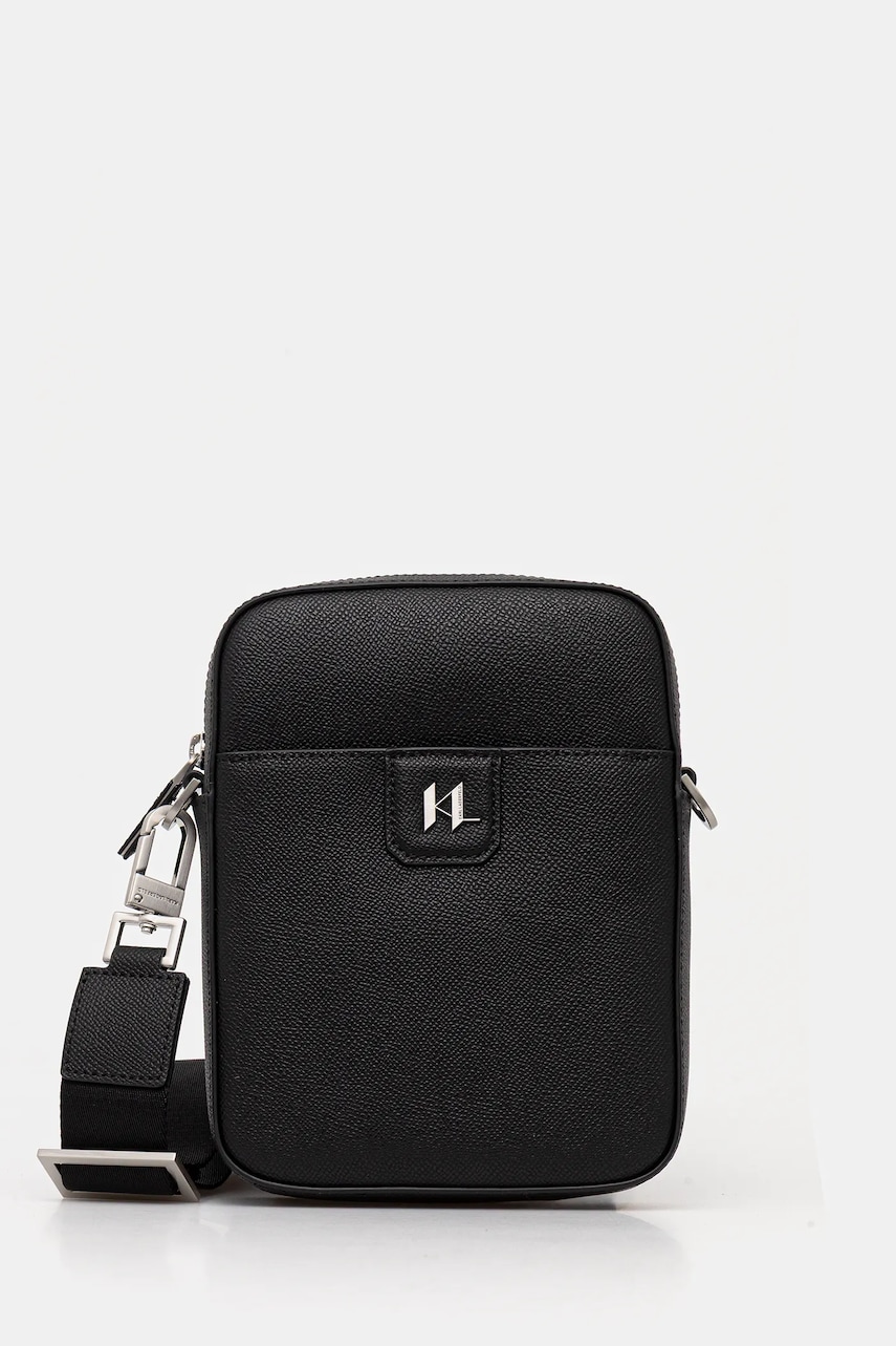 Kožená taštička Karl Lagerfeld K/MONOGRAM černá barva, B1M30209