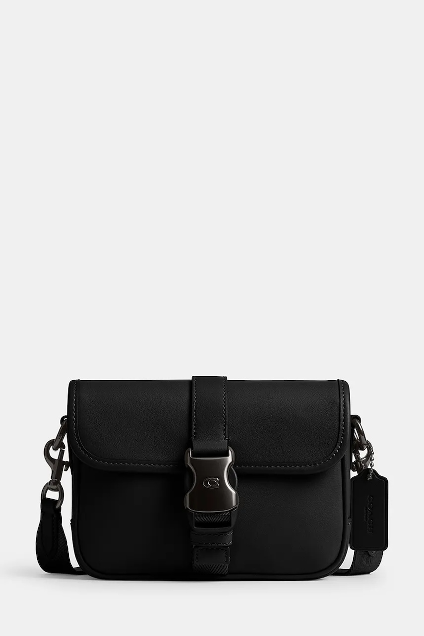 Coach borsetă de piele League Crossbody 19 culoarea negru, CY989