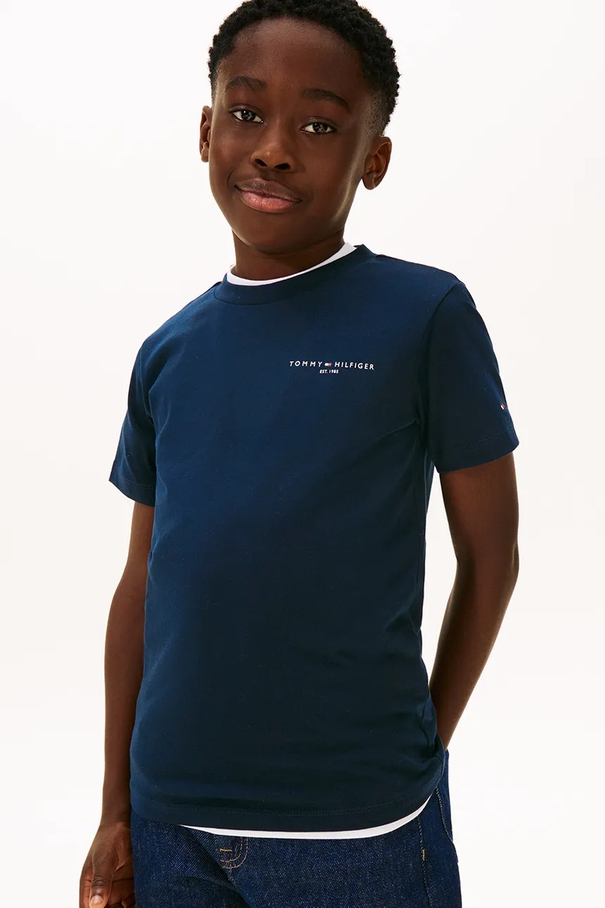 Levně Dětské bavlněné tričko Tommy Hilfiger tmavomodrá barva, KS0KS00661