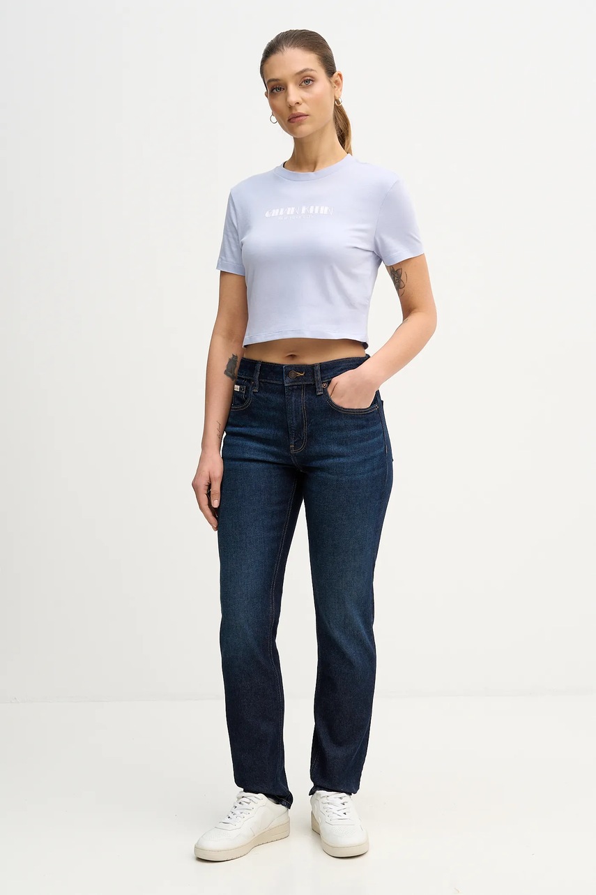 Βαμβακερό μπλουζάκι Calvin Klein Jeans χρώμα: μπλε, LV047E823G φωτογραφία