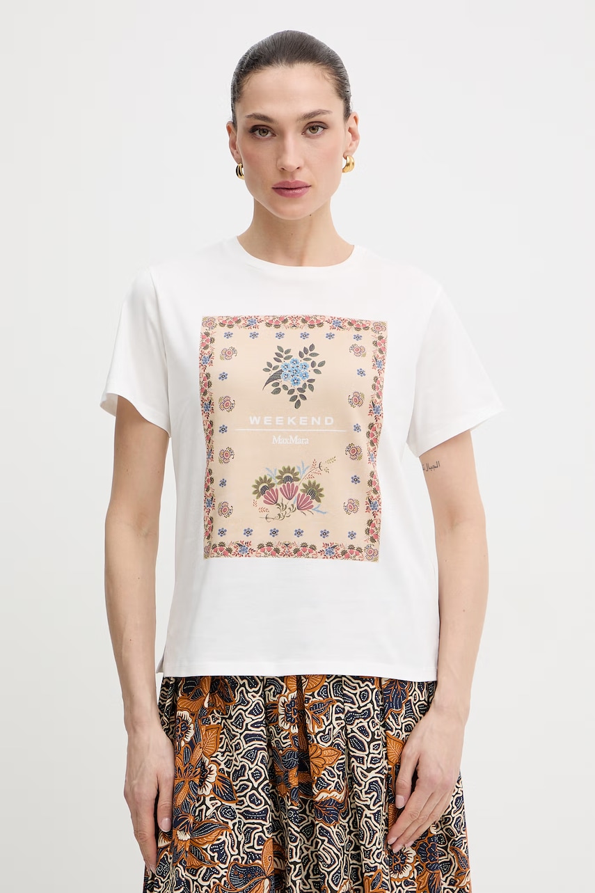 Βαμβακερό μπλουζάκι Weekend Max Mara PANTERA