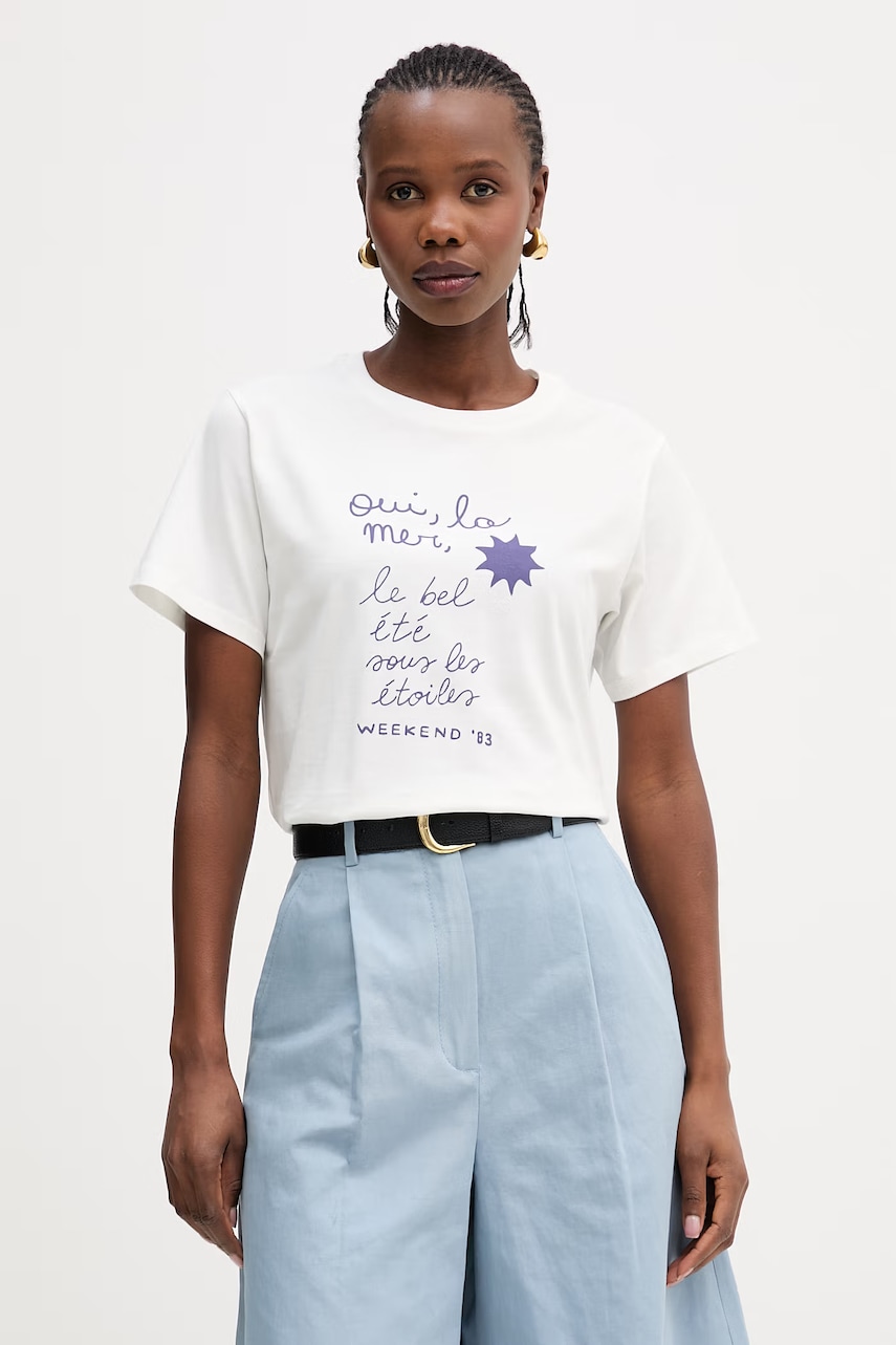 Βαμβακερό μπλουζάκι Weekend Max Mara PANTERA