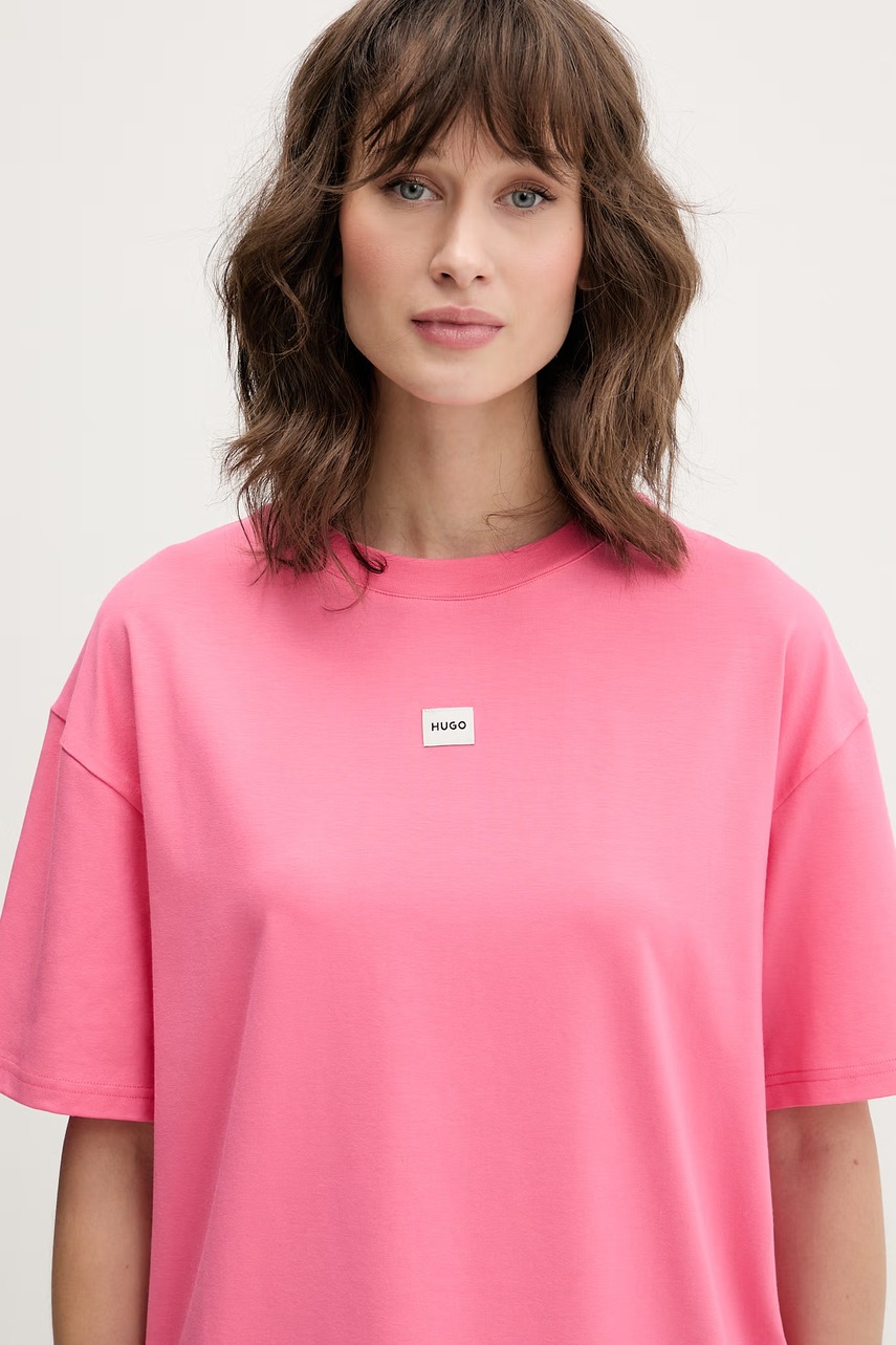 HUGO oversize tričko dámské s modalem SIGNATURE_TSHIRT (obrázek 4)