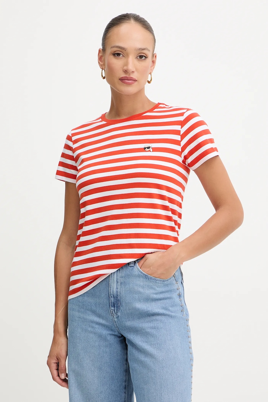 Karl Lagerfeld tricou din bumbac IKON culoarea portocaliu, B1W17037