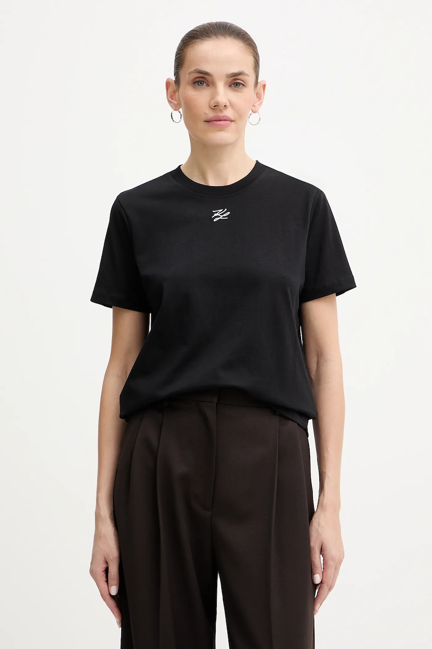 Karl Lagerfeld tricou din bumbac KL ESSENTIAL culoarea negru, B1W17091