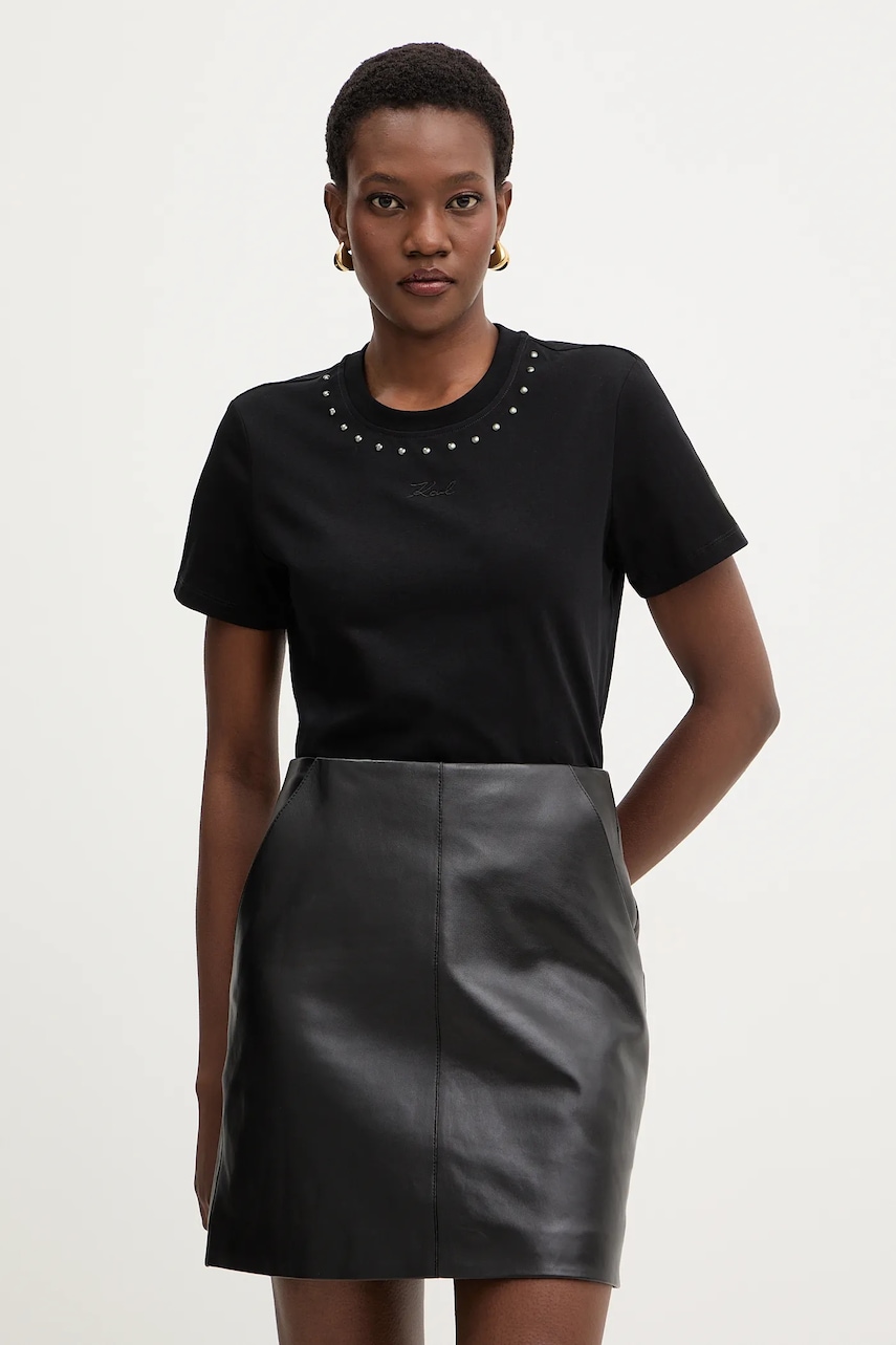 Karl Lagerfeld tricou din bumbac culoarea negru, B1W17088