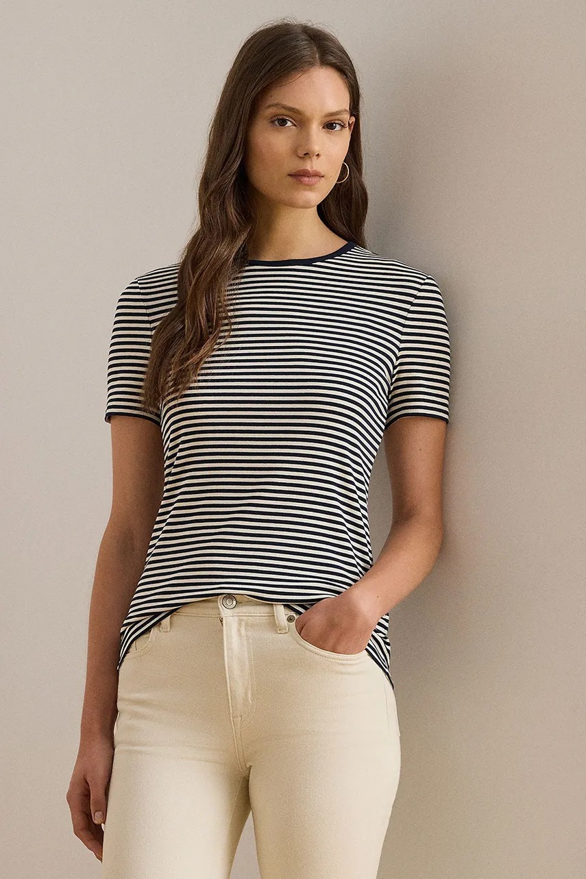 Levně Tričko Lauren Ralph Lauren dámské, tmavomodrá barva, 200P03721