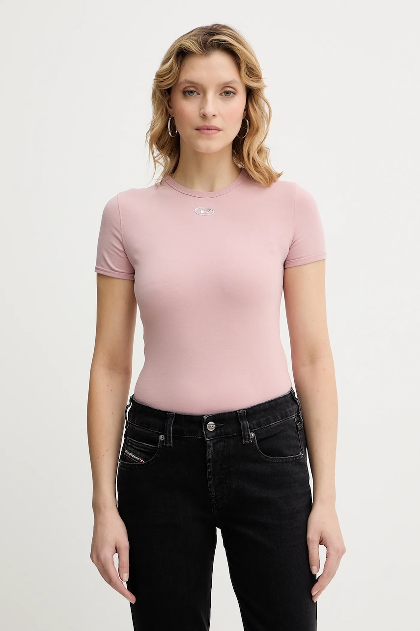 Diesel tricou T-UNCUTIESLONG-OD culoarea roz, A19917.0AHQH