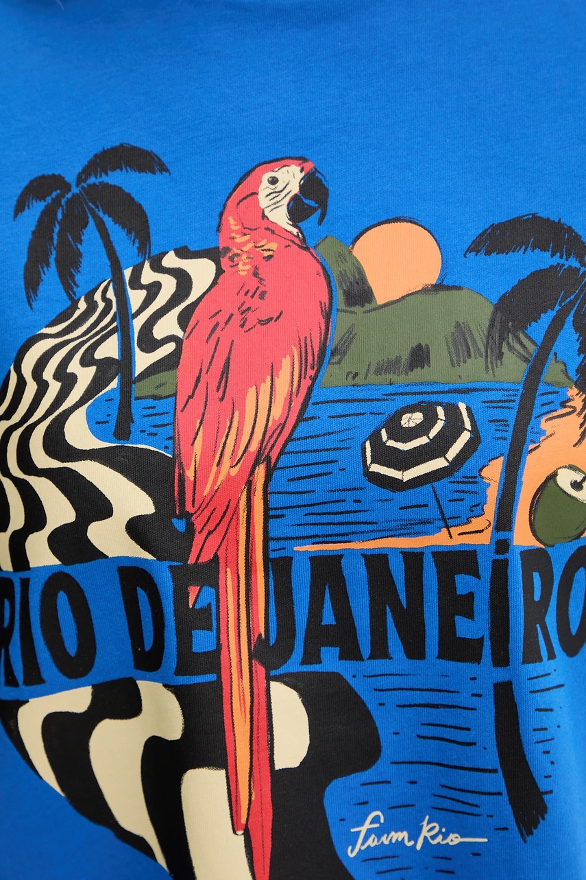 Μπλουζάκι Farm Rio χρώμα: μπλε, 344377 φωτογραφία