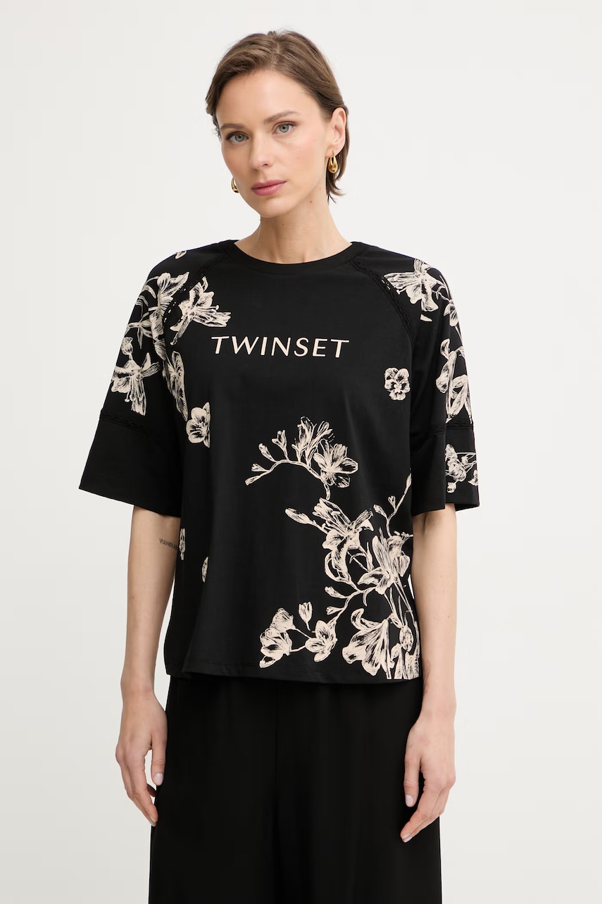 Twinset t-shirt γυναικείο με βαμβάκι 261LM2SDD μαύρο S,M,L,XS,XL