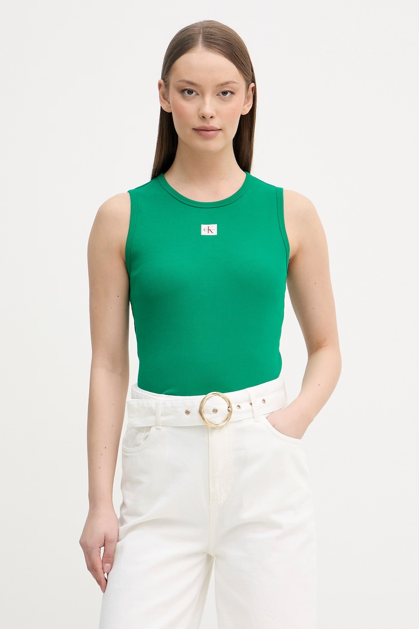 Levně Calvin Klein Jeans top dámský bavlněný s elastanem