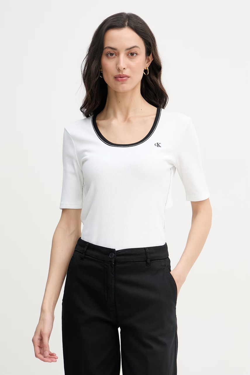 Calvin Klein Jeans t-shirt γυναικείο βαμβακερό με ελαστάν