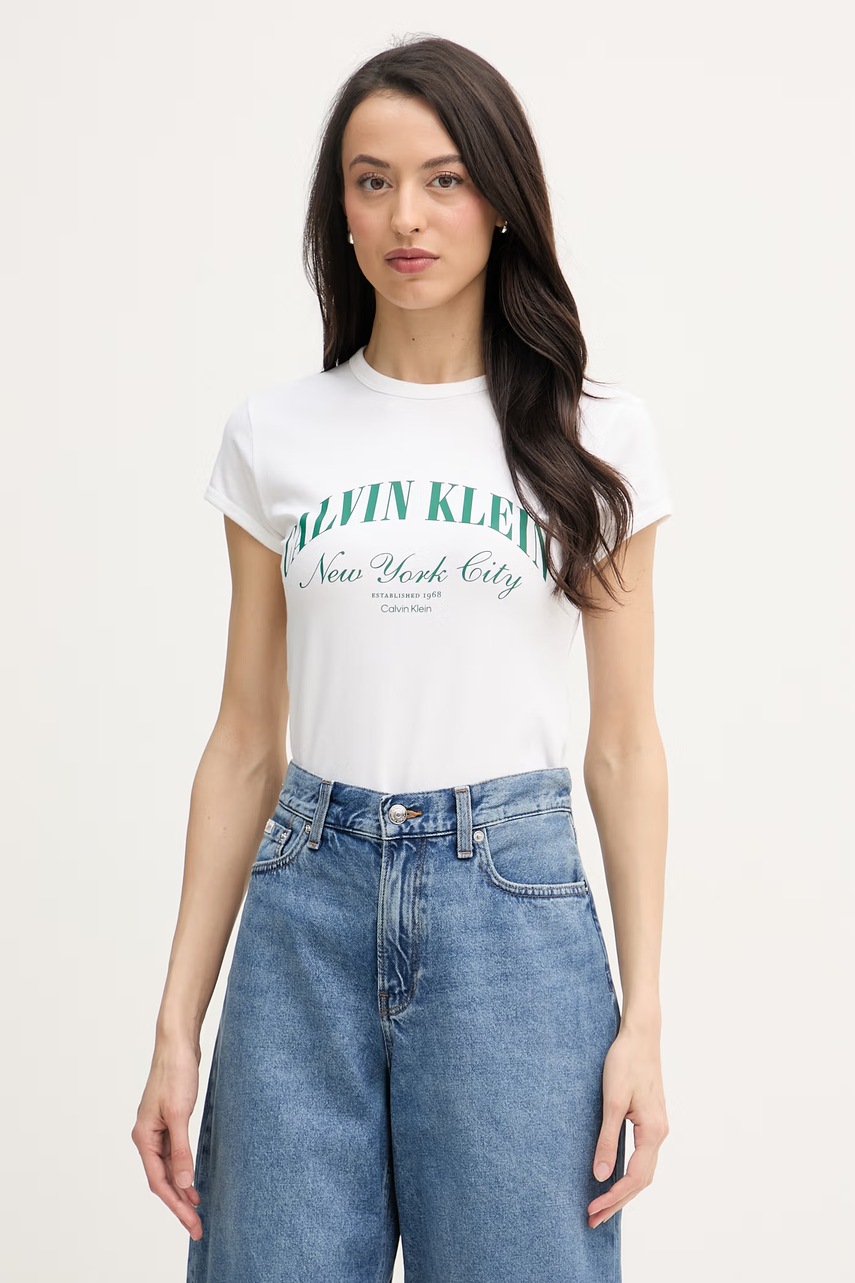 Calvin Klein Jeans t-shirt γυναικείο βαμβακερό με ελαστάν