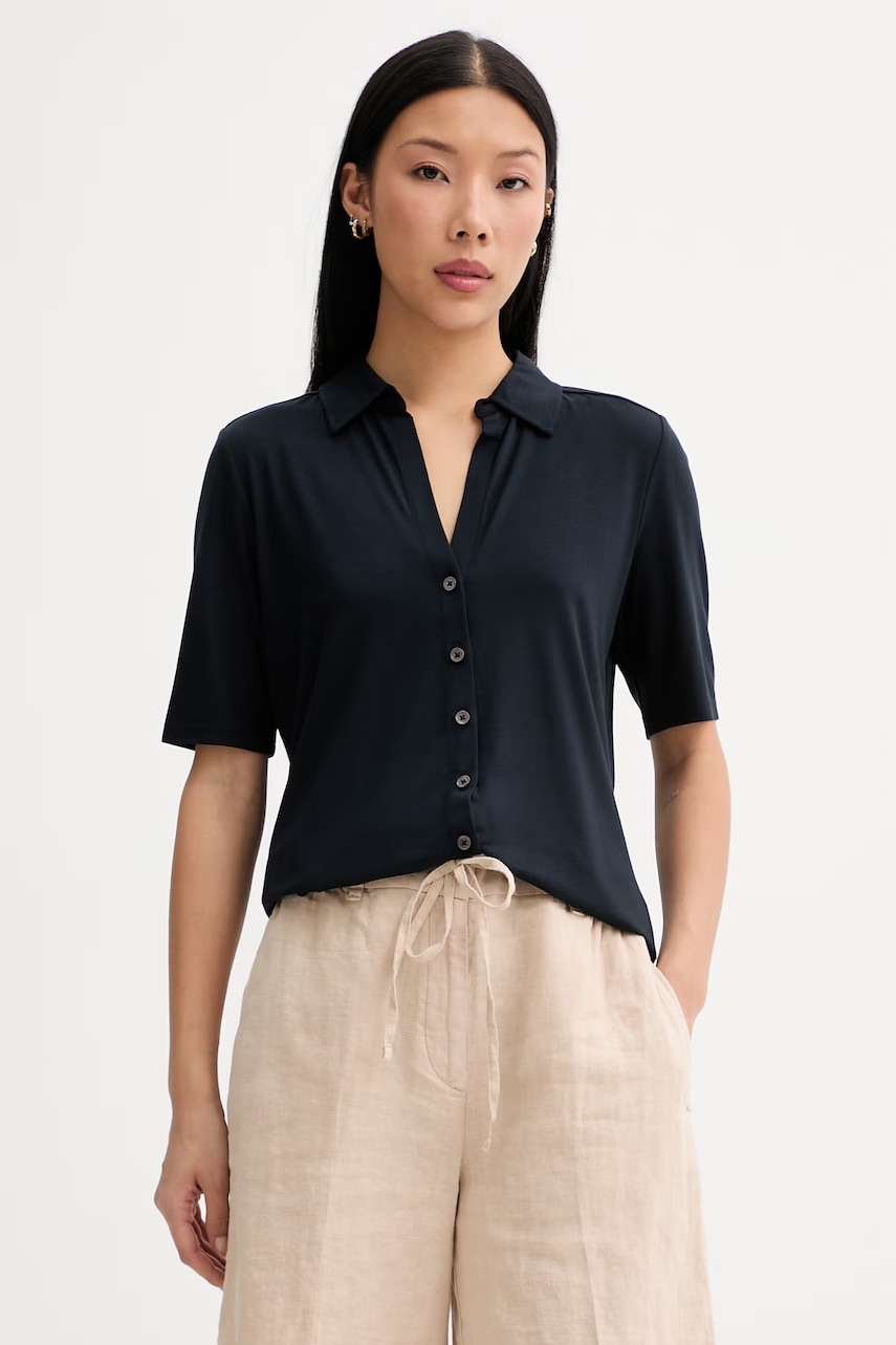 Marc O'Polo πουκάμισο γυναικείο με βισκόζη 5000013317 σκούρο μπλε L,S,XL,M