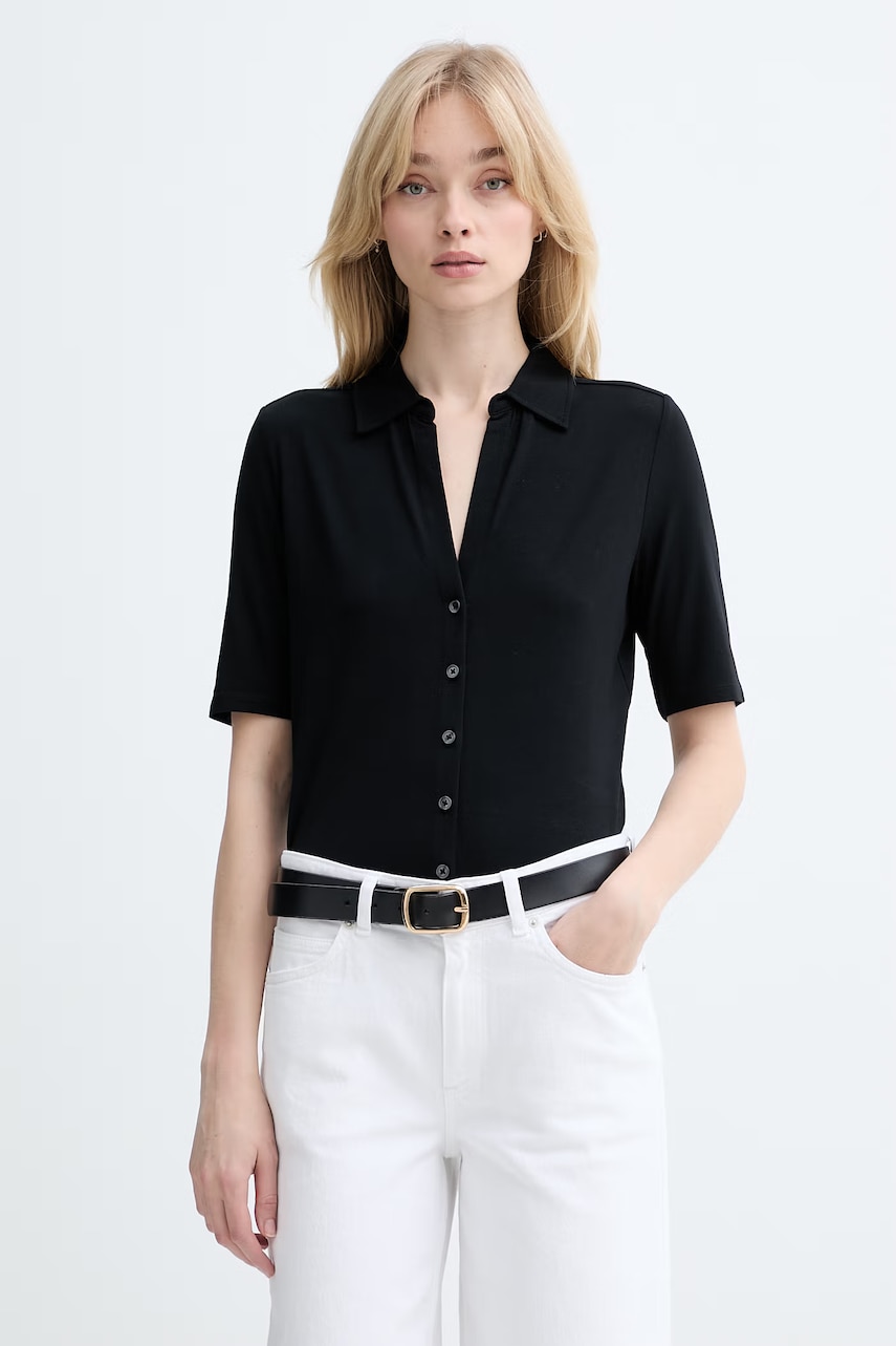 Marc O'Polo πουκάμισο γυναικείο με βισκόζη 5000013317 μαύρο XL,L,XS,S,M