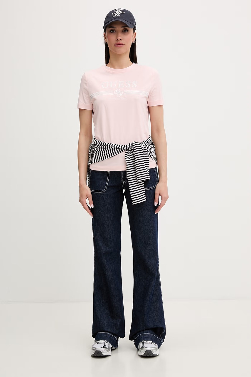 Guess t-shirt γυναικείο βαμβακερό με ελαστάν SIENA