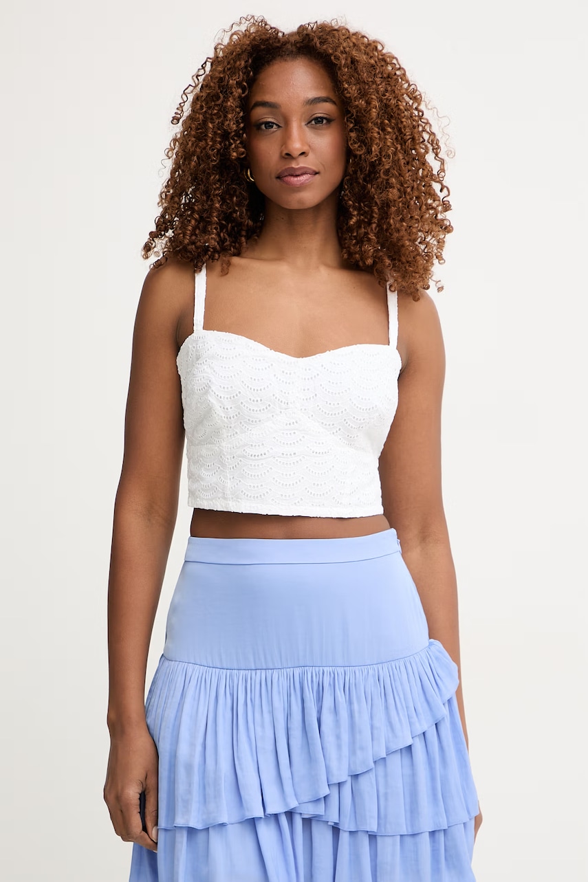 Guess crop top damski bawełniany SHARON biały W6GH47 W1880