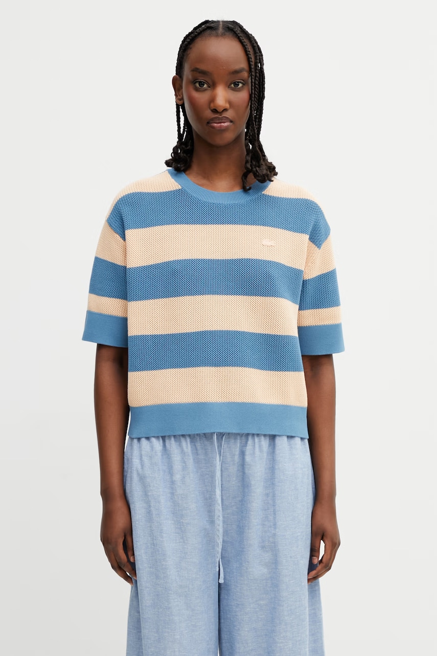 Lacoste T-shirt swetrowy damski bawełniany