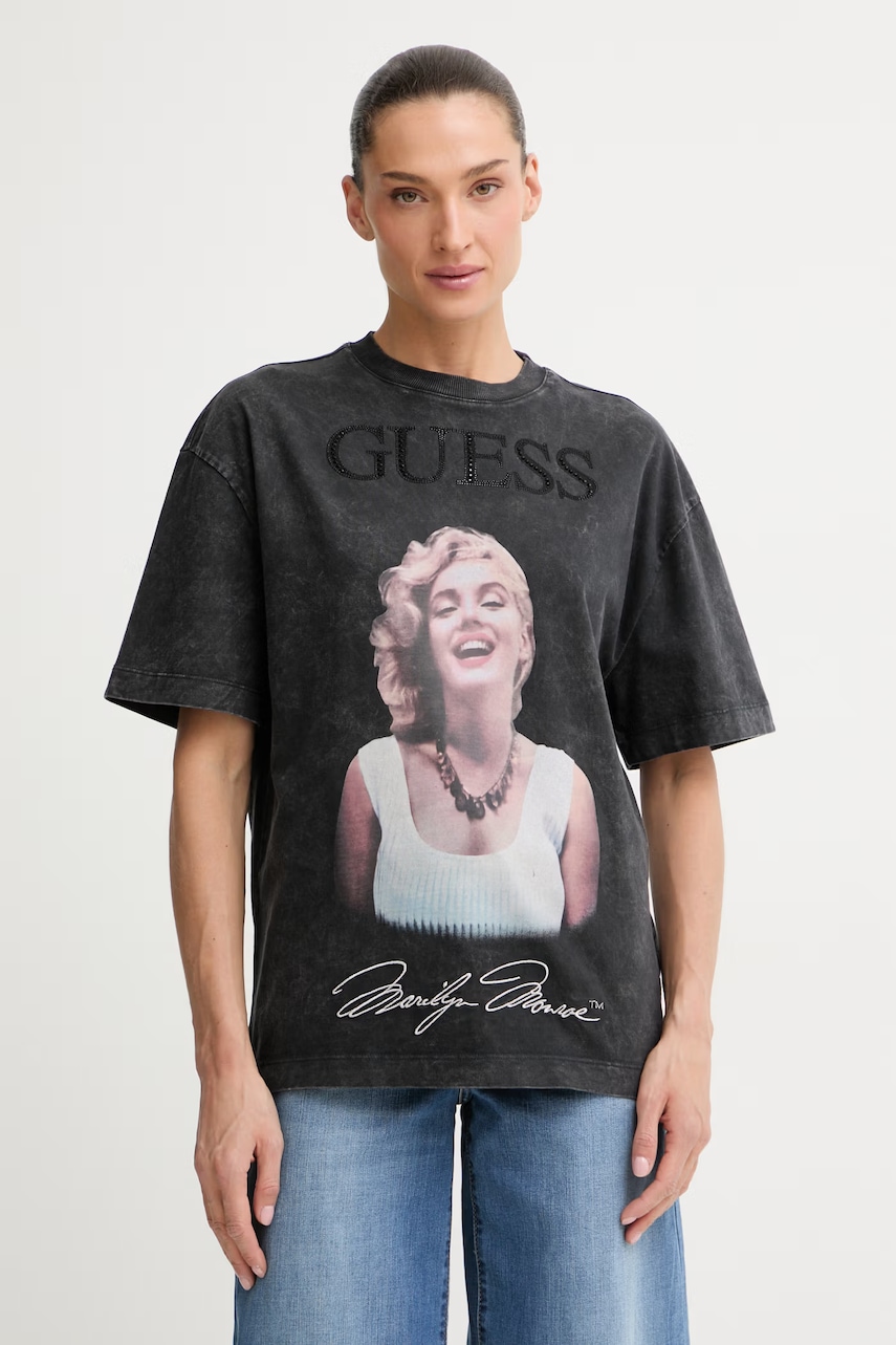 Γυναικείες κοντομάνικες μπλούζες guess σε μαυρο