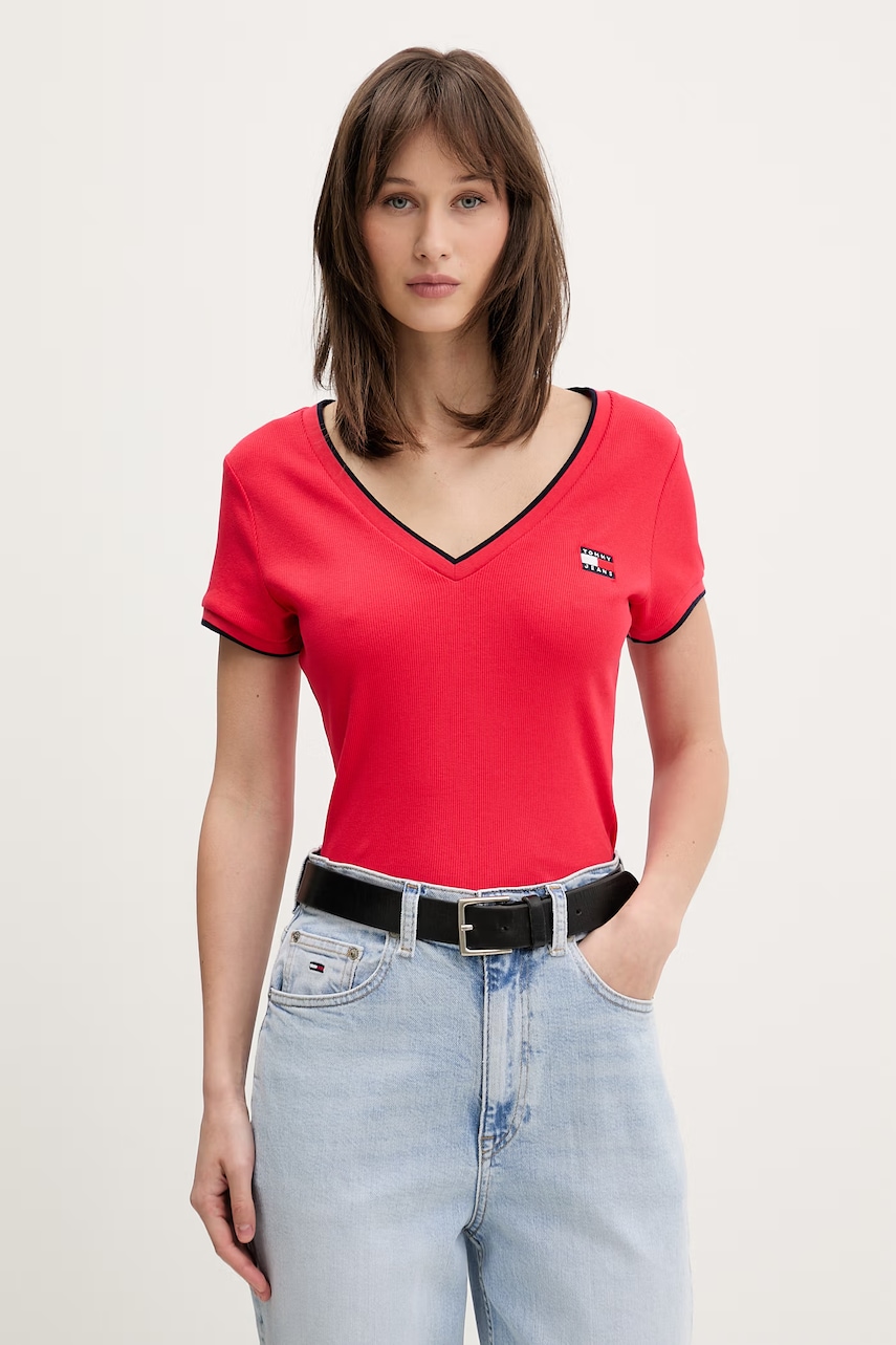 Tommy Jeans T-shirt Γυναικείος βαμβακερός με ελαστάν