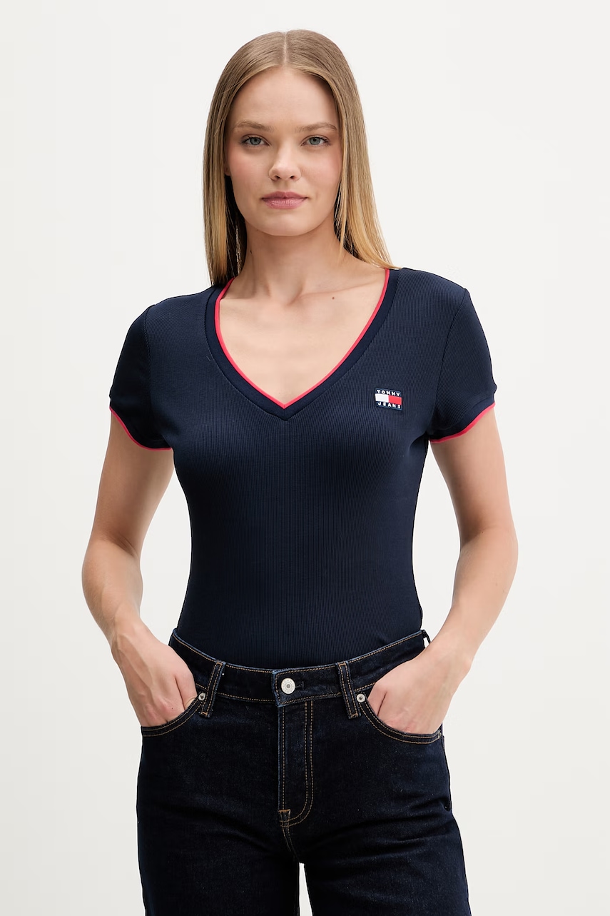 Levně Tommy Jeans tričko dámské bavlněné s elastanem