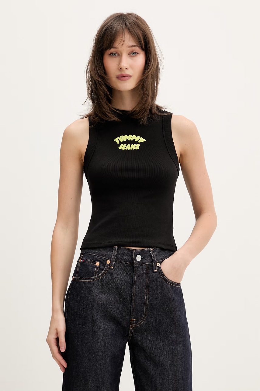 Tommy Jeans τοπ Γυναικείο από βαμβάκι με ελαστάν DW0DW22280 λευκό S,XL,XXS,M,L,XS