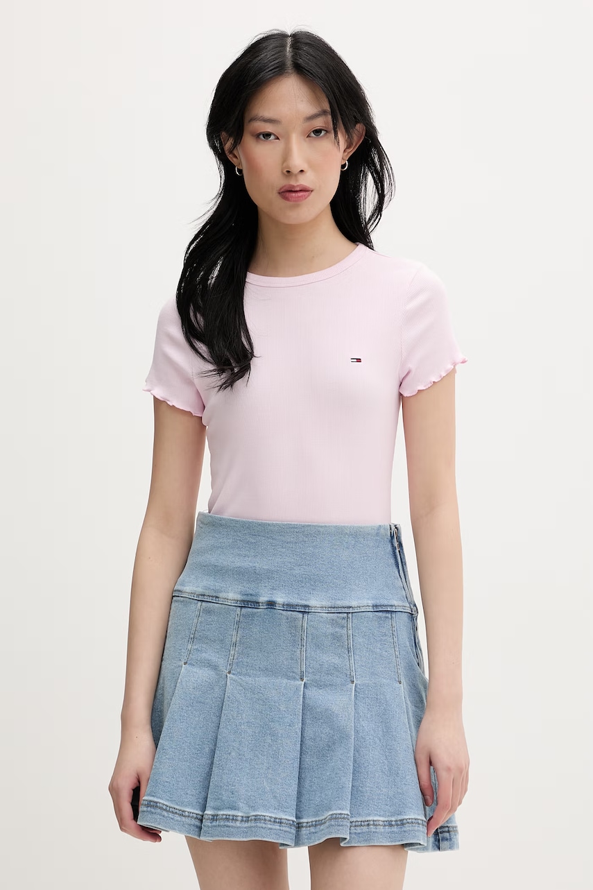 Tommy Jeans T-shirt γυναικείο βαμβακερό με ελαστάν