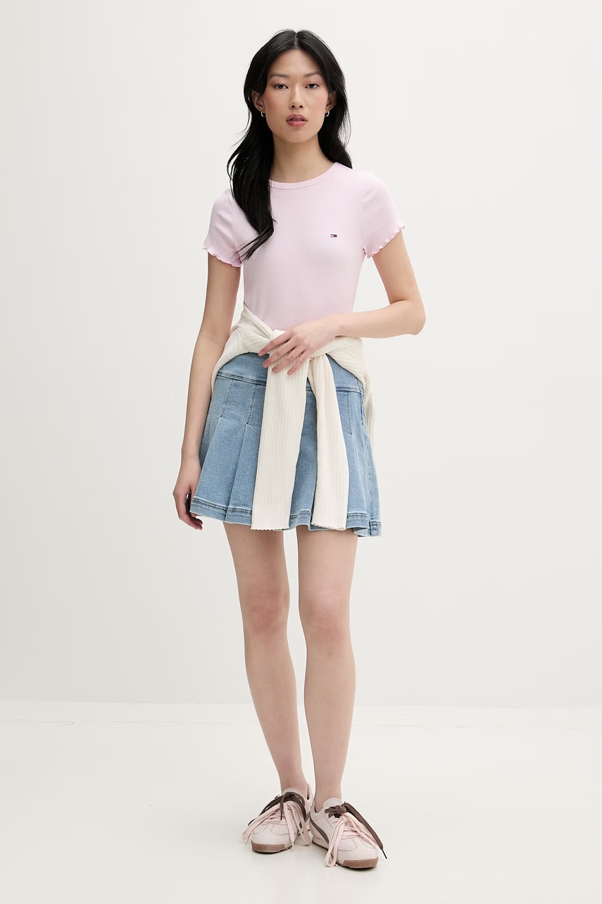 Tommy Jeans T-shirt γυναικείο βαμβακερό με ελαστάν