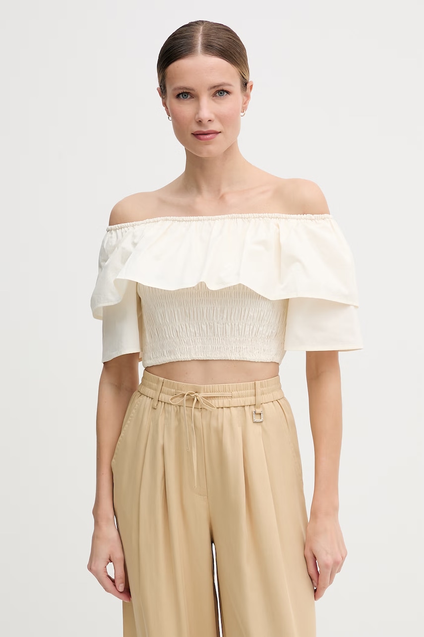 Gaudi bluză cu volane pentru femei, din bumbac