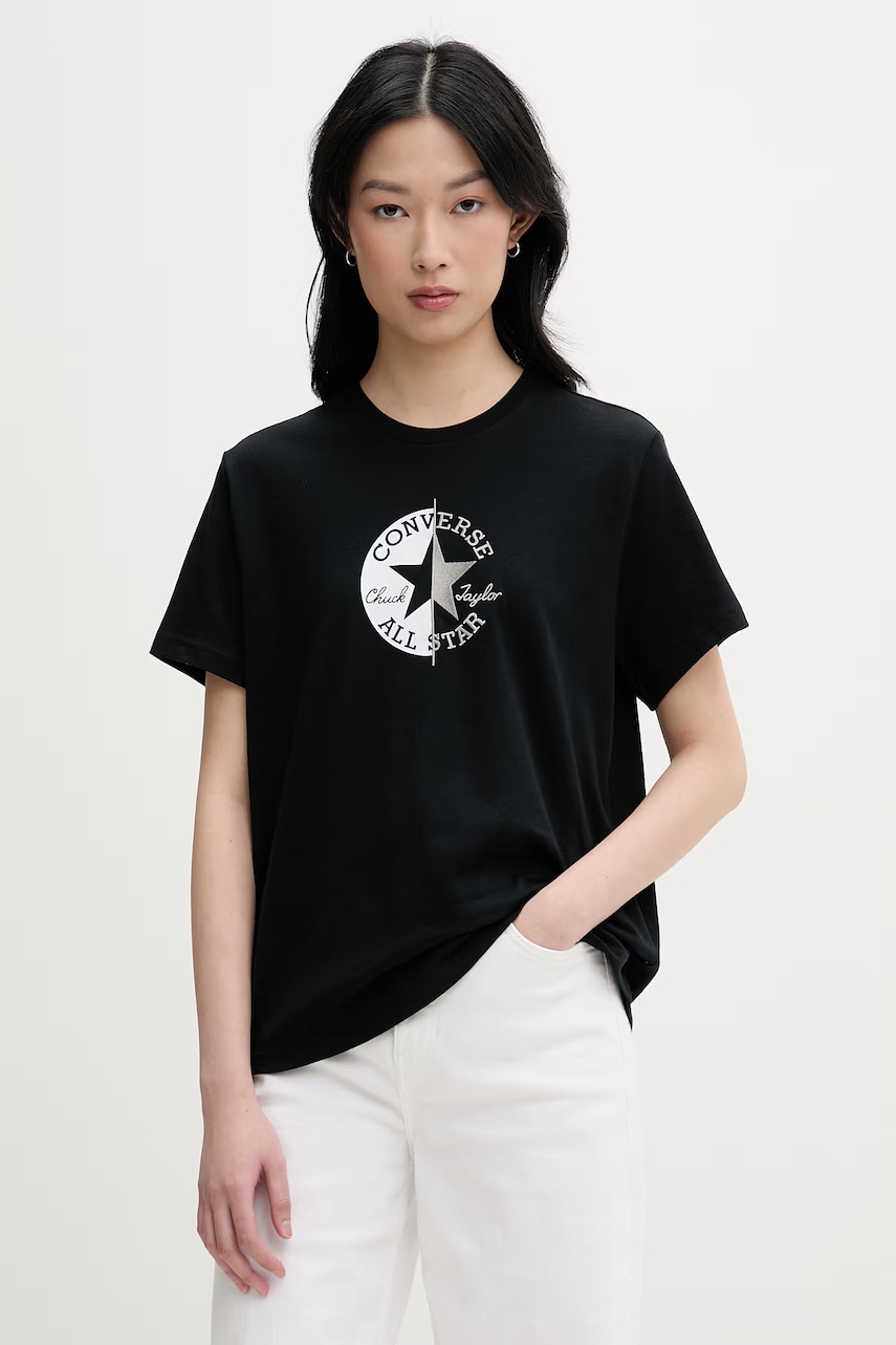 Converse t-shirt γυναικείο βαμβακερό CVW6T088 μαύρο L,M,S,XL,XS