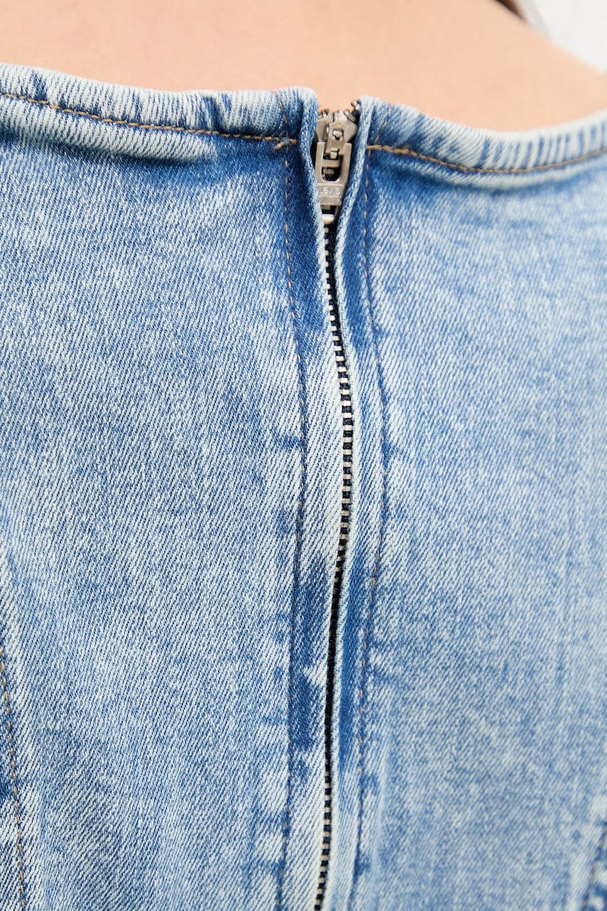 Levi's blúzka dámska rifľová PEPLUM SEAMED DENIM