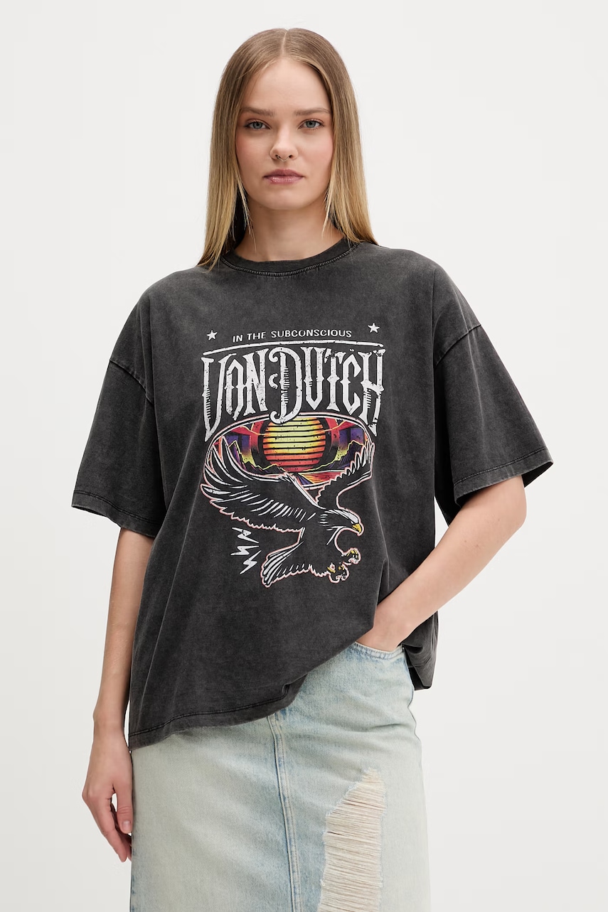 Von Dutch t-shirt γυναικείο βαμβακερό VD.2.TR.ROAD γκρί L,S,XL,XS,M