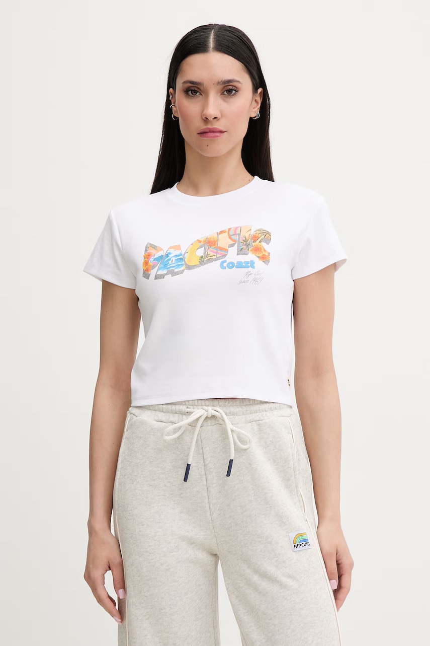 Rip Curl γυναικείο t-shirt βαμβάκι με ελαστάν HALEY O BABY 0MNWTE λευκό XS,L,M,S