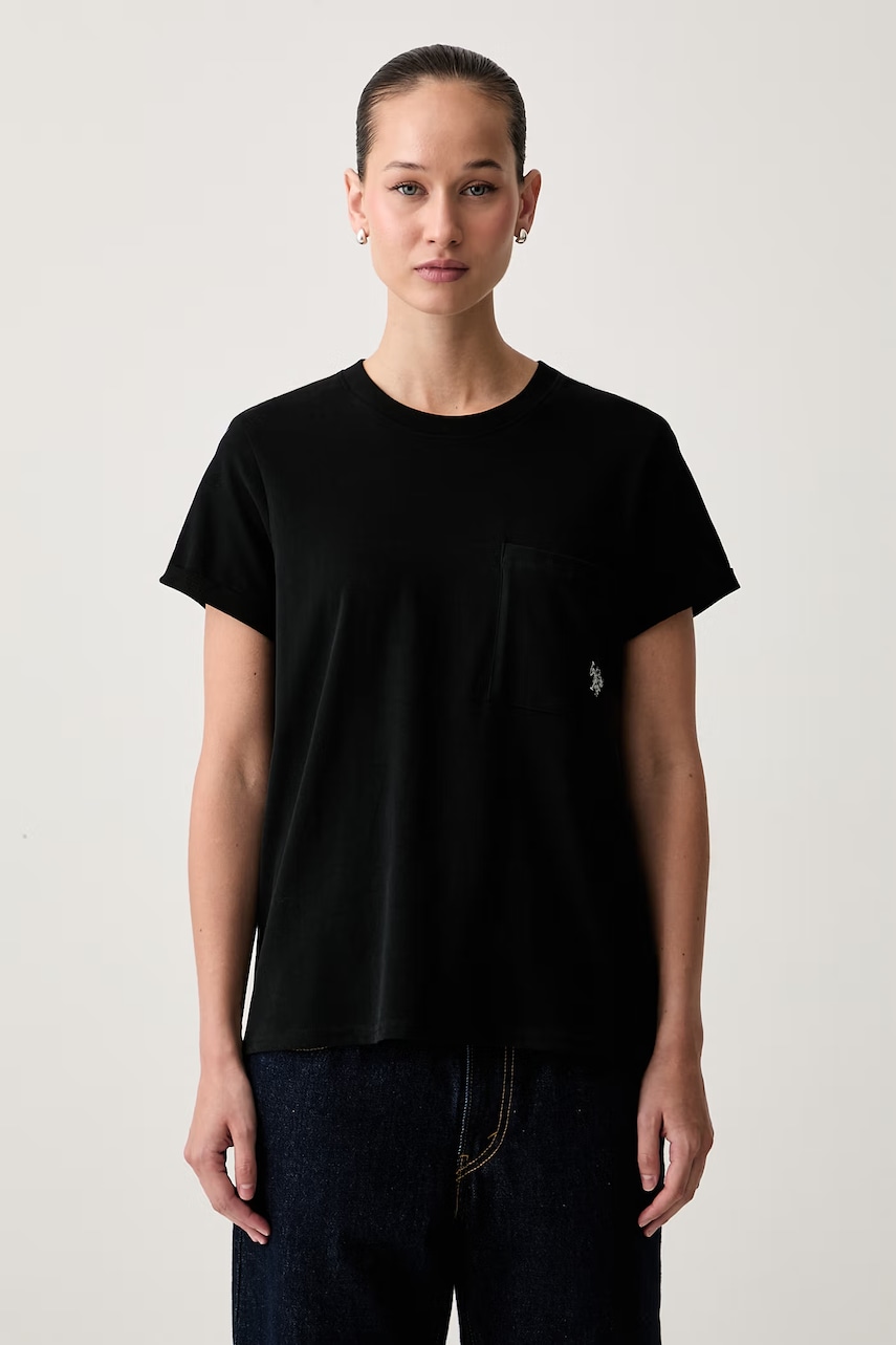 U.S. Polo Assn. T-shirt damski bawełniany Crew Neck Pocket czarny WUP1576