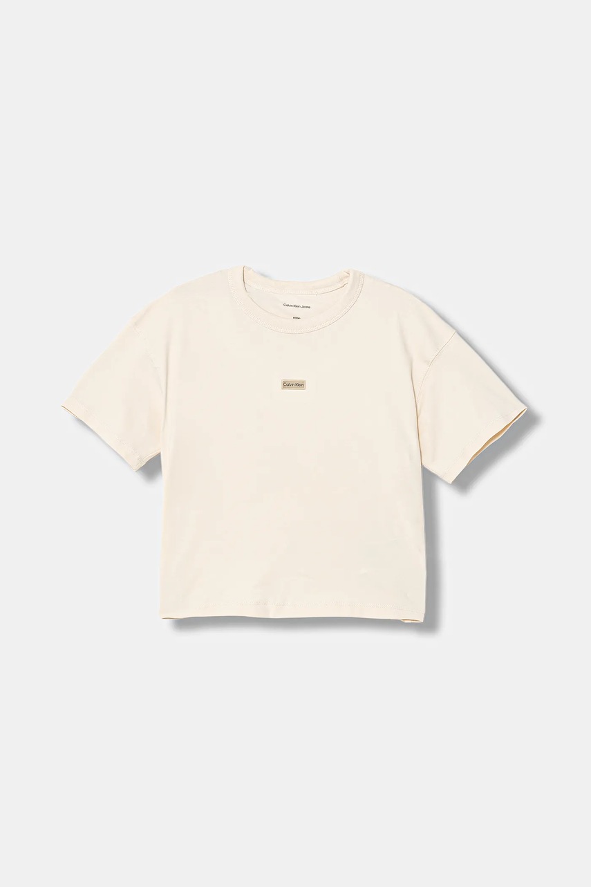 Levně Dětské tričko Calvin Klein Jeans béžová barva, IG0IG03063