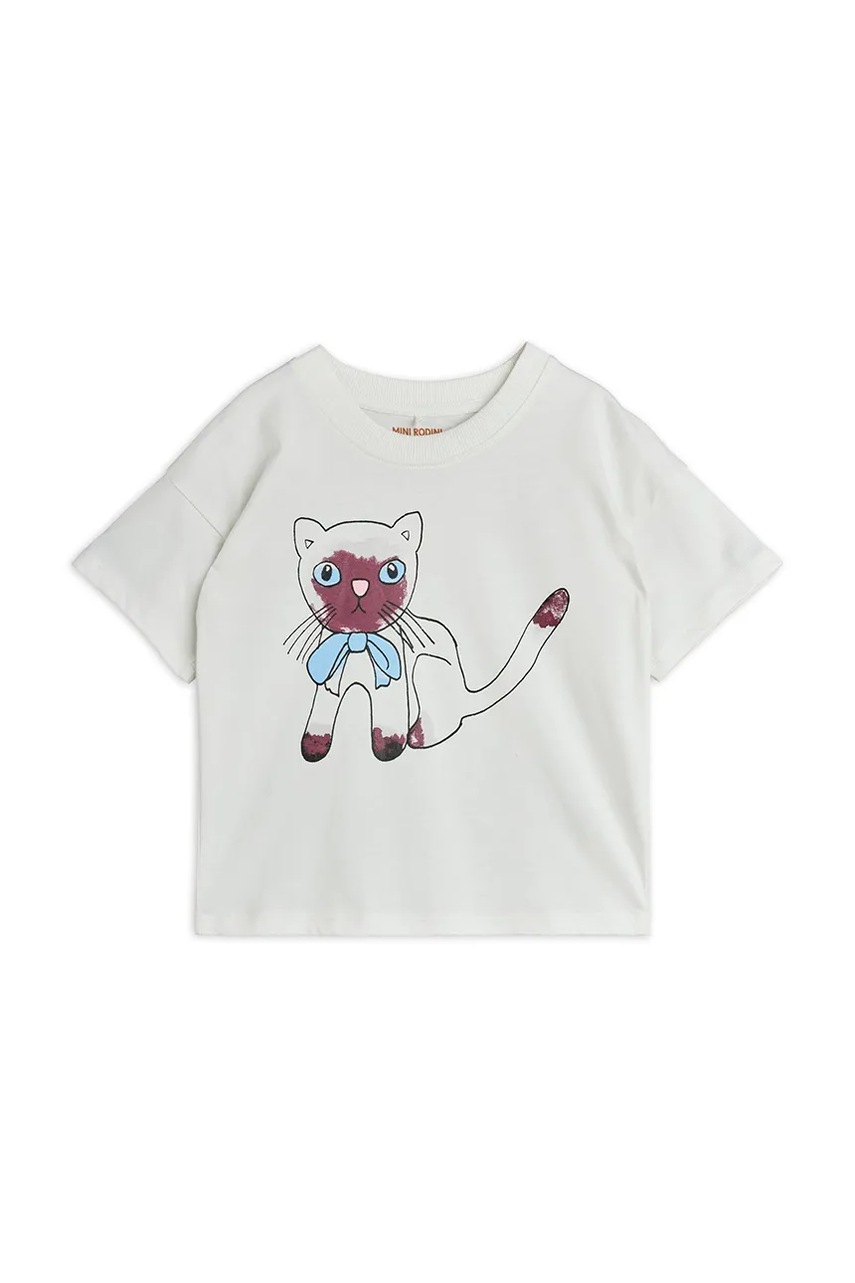 Детская хлопковая футболка Mini Rodini Siamese цвет белый 26120118