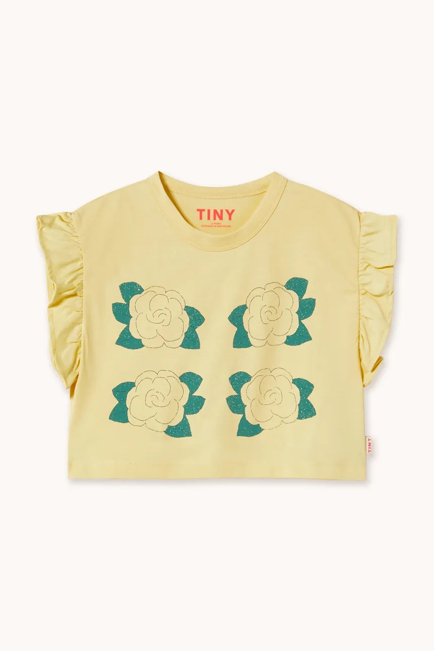 Дитяча бавовняна футболка Tinycottons YELLOW FLOWERS GRAPHIC CROP TEE