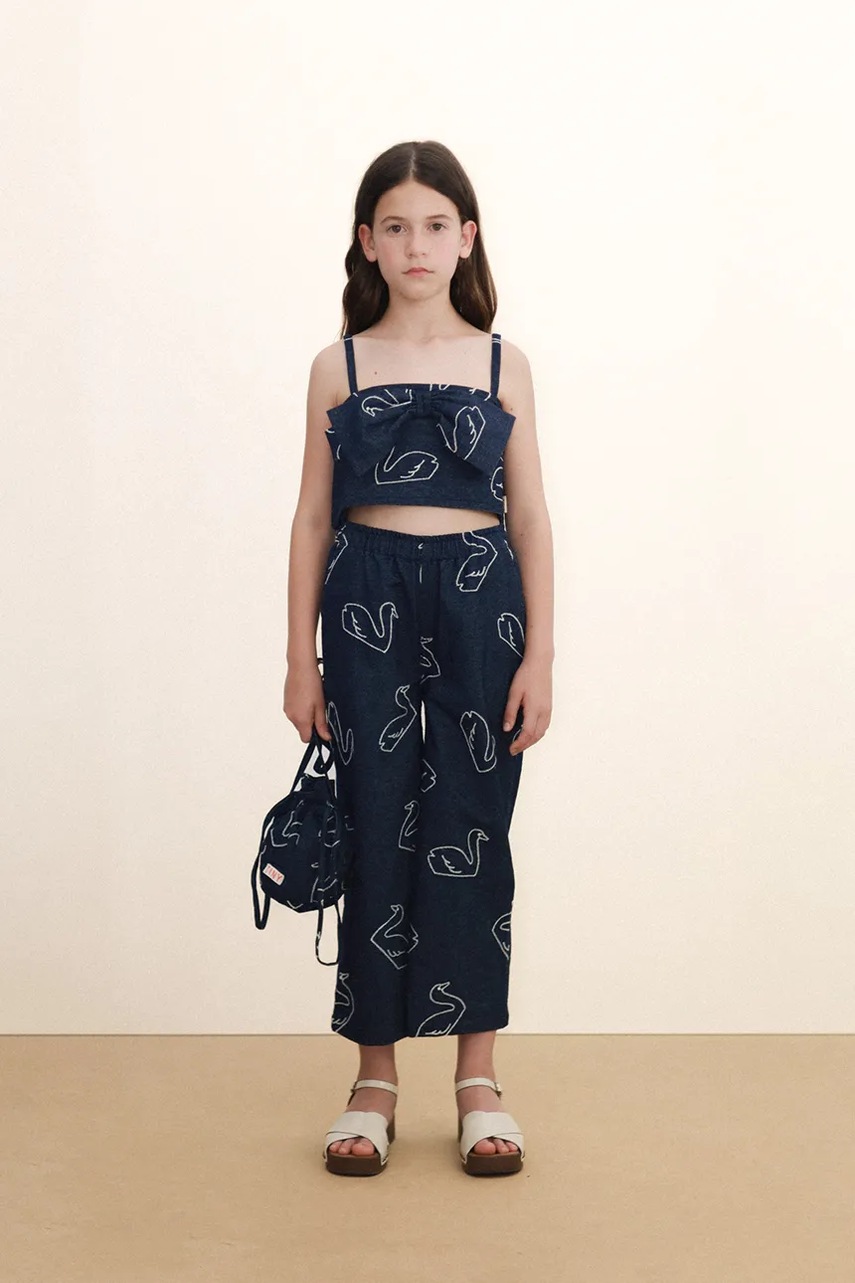 Dětský džínový top Tinycottons BIG SWANS DENIM BOW TOP (obrázek 7)