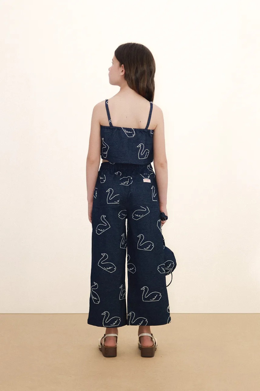Dětský džínový top Tinycottons BIG SWANS DENIM BOW TOP (obrázek 8)